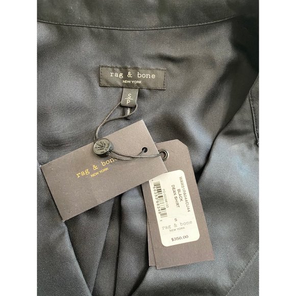 Rag & Bone Dean Shirt Black Silk Size Small New - Picture 6 of 8